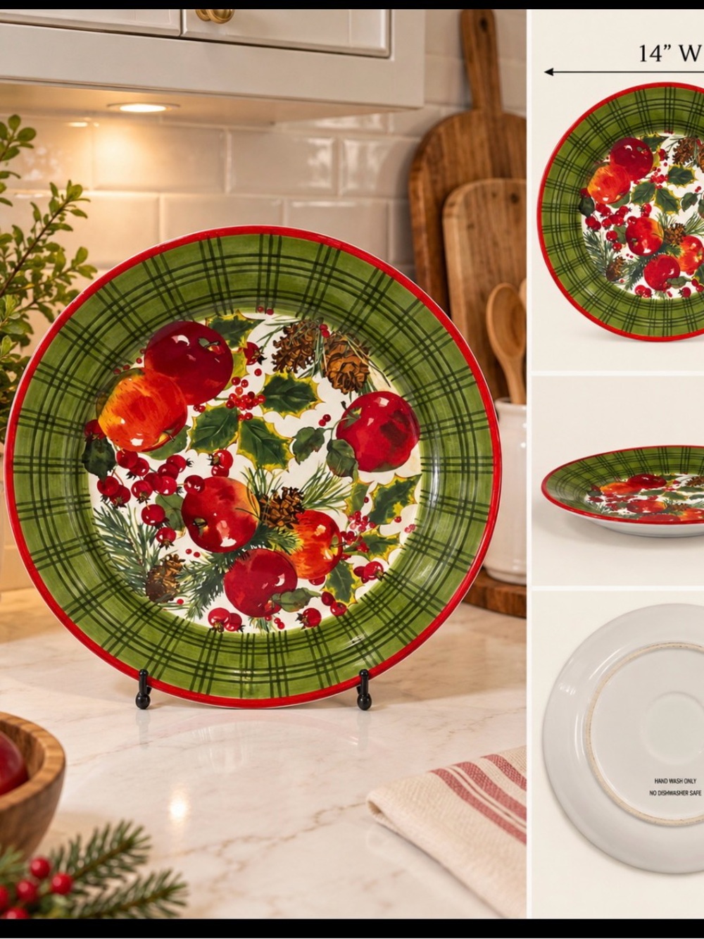 Festive Green & Red Holiday Salad Plate - Brand - Picture 1 of 4